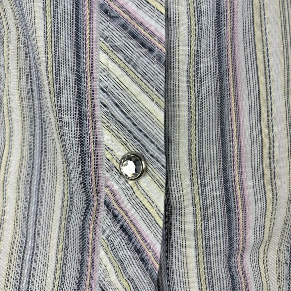Ariat Pro Series Women's XL Striped Button Up Western‎ Shirt Bedazzled Snaps - Image 5