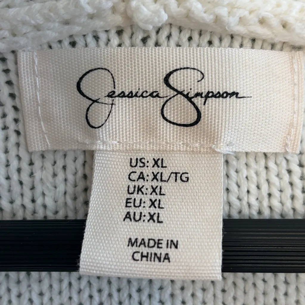 Jessica Simpson Size XL Cream Knit Embroidered Floral Cardigan Sweater - Image 7