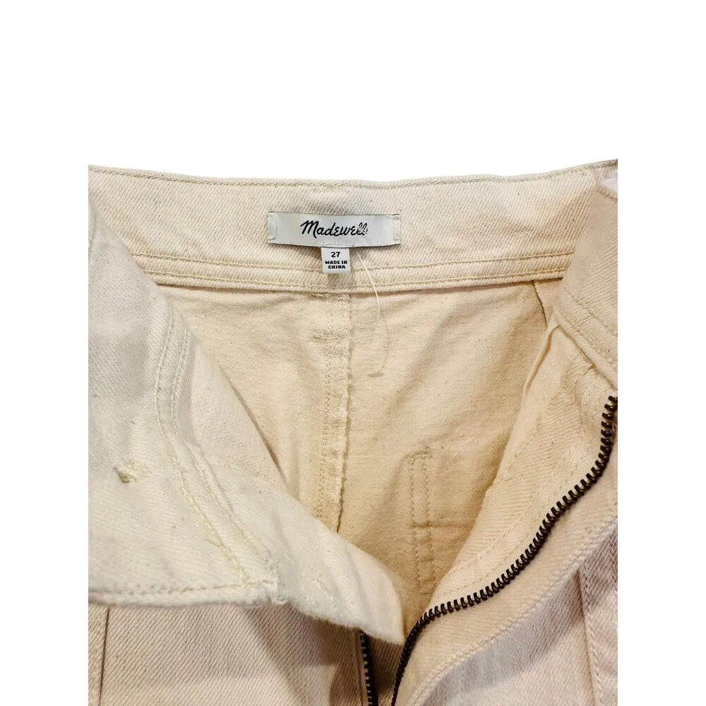 Madewell High Rise Relaxed Tapered Ankle Cotton Twill Cream Pants Jeans Size 27 - Image 6