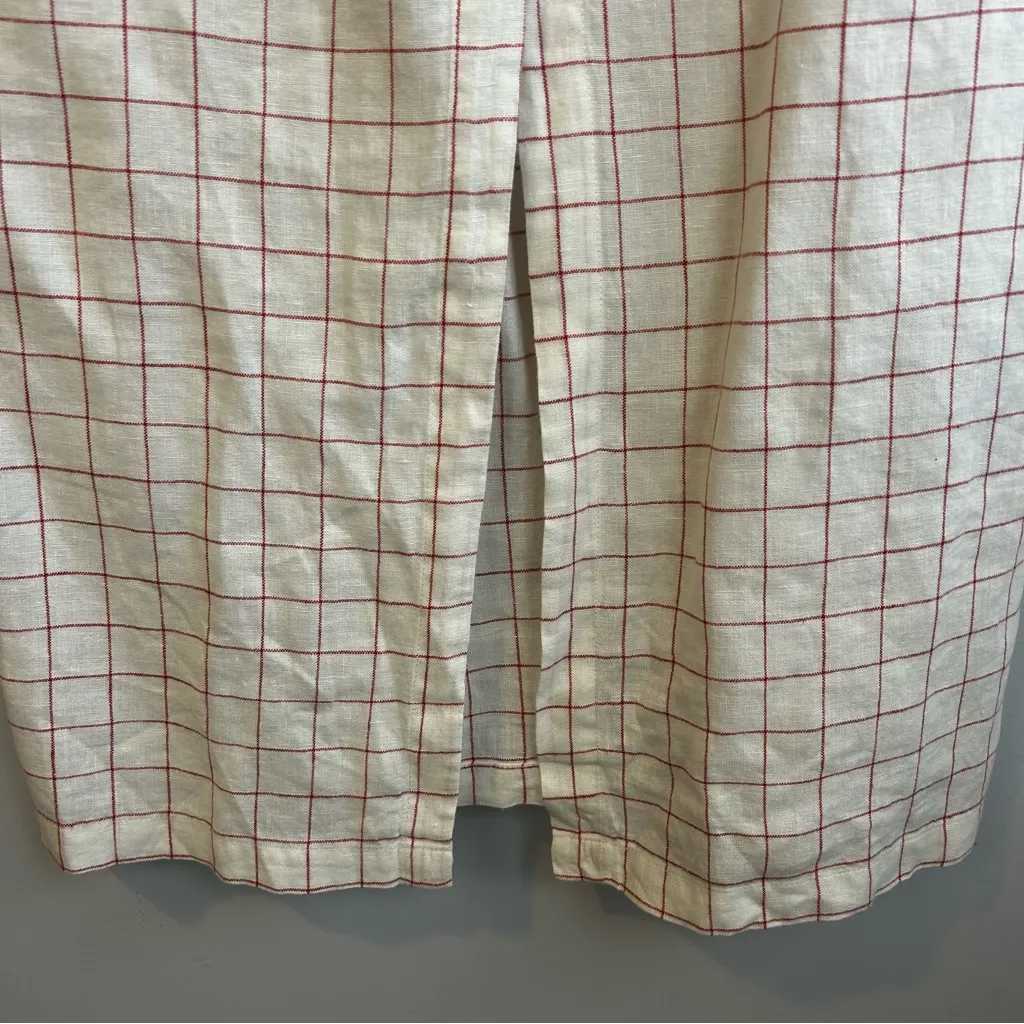 Paloma Wool Galatea 100% Linen Checkered Sleeveless Midi Dress Size UK 40 /US 6 White - Image 12