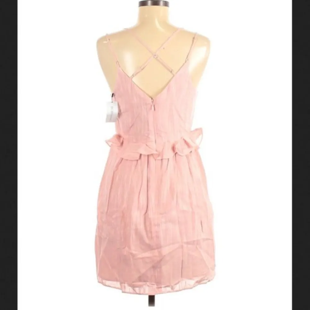 BCBGeneration Dress 8 NWT Double Strap Ruffle Rose Cocktail Wedding Guest Party - Image 12