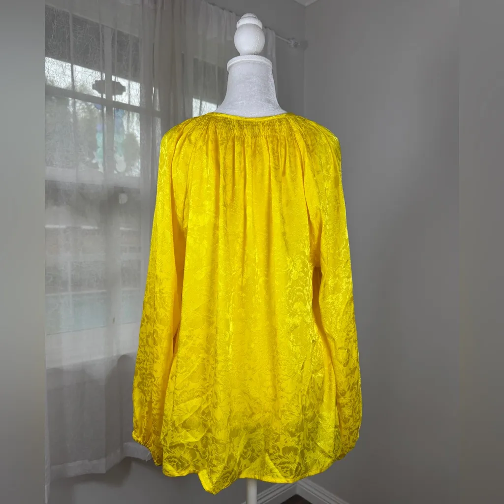 Vintage ‘90s Newport News Yellow Floral Print Long Sleeve Button Down Blouse - Image 6