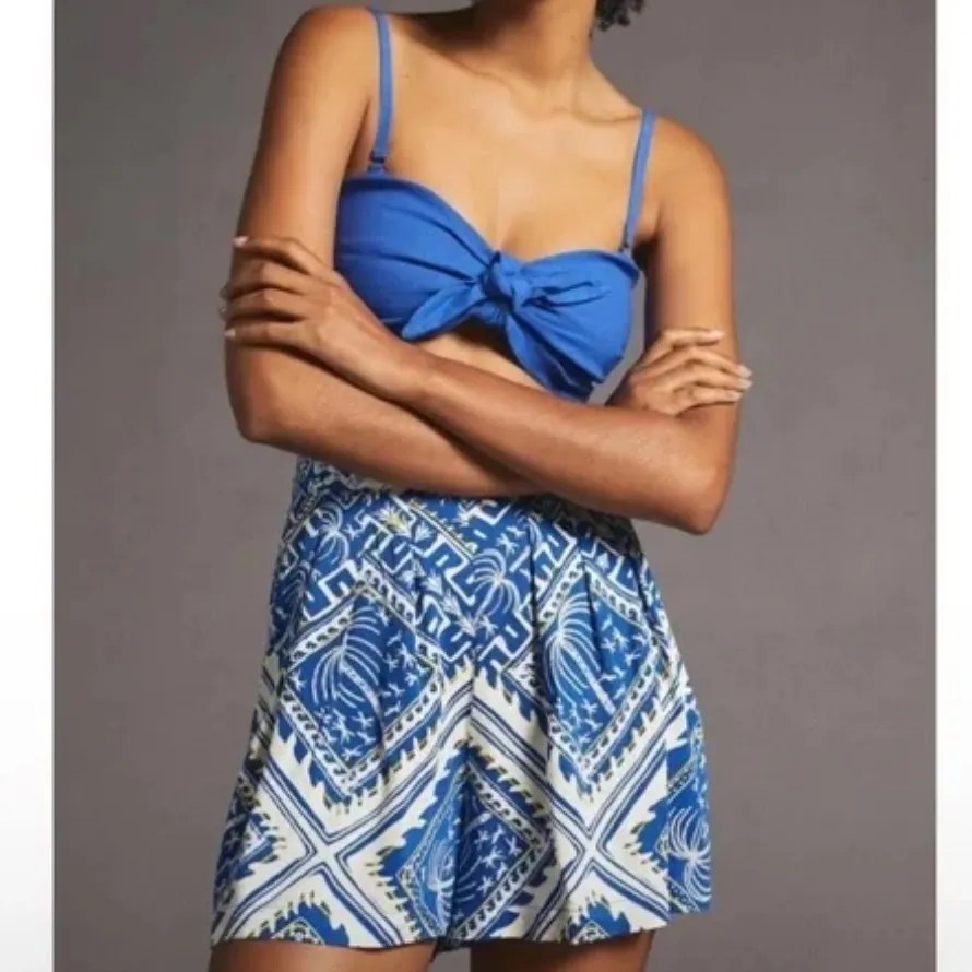 EUC Anthropologie Cory Lynn Calter Everly Blue Palm Tree Motif Size XS - Image 3