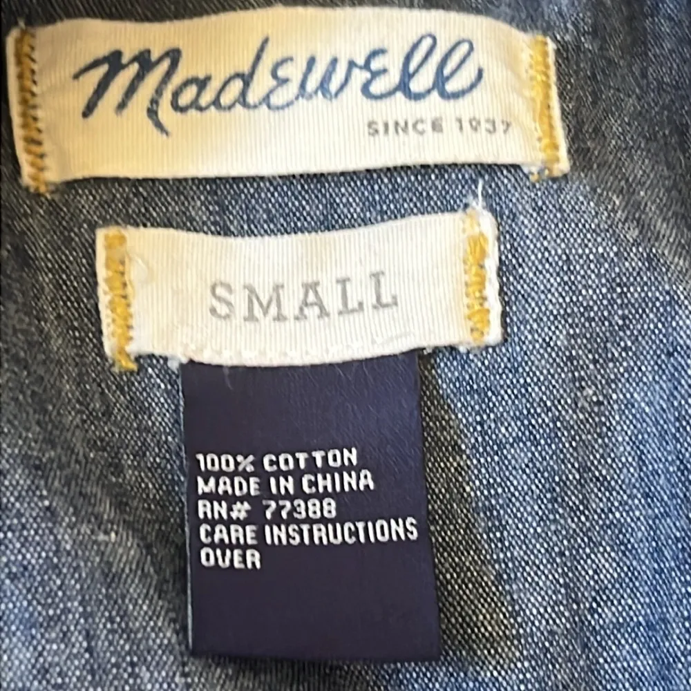 Madewell Jumper Dress Blue Jean Button Front Pockets Drawstring Size Small - Image 6