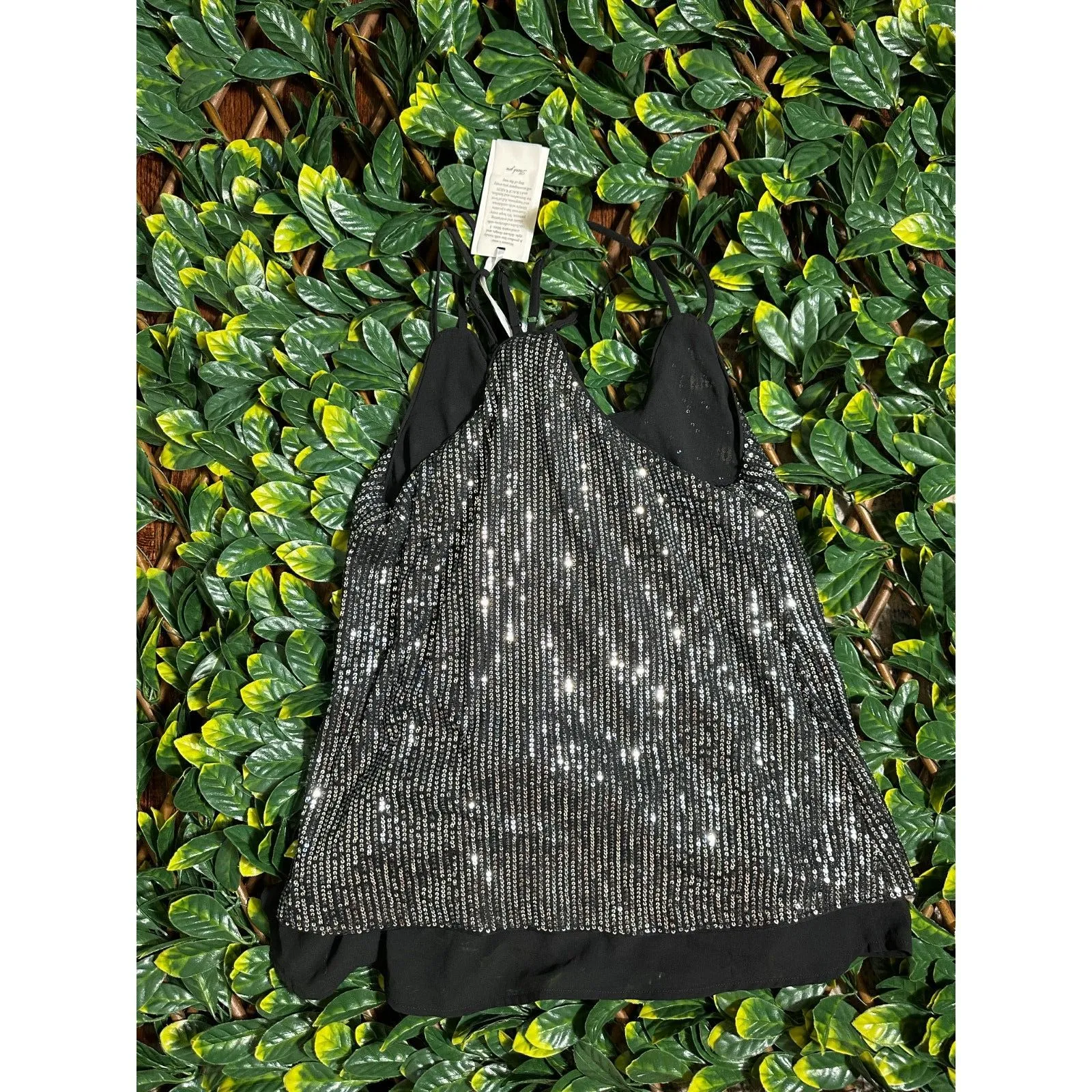 Grace Karin Black Silver Halter Sleeveless Top Size M NWT - Image 2