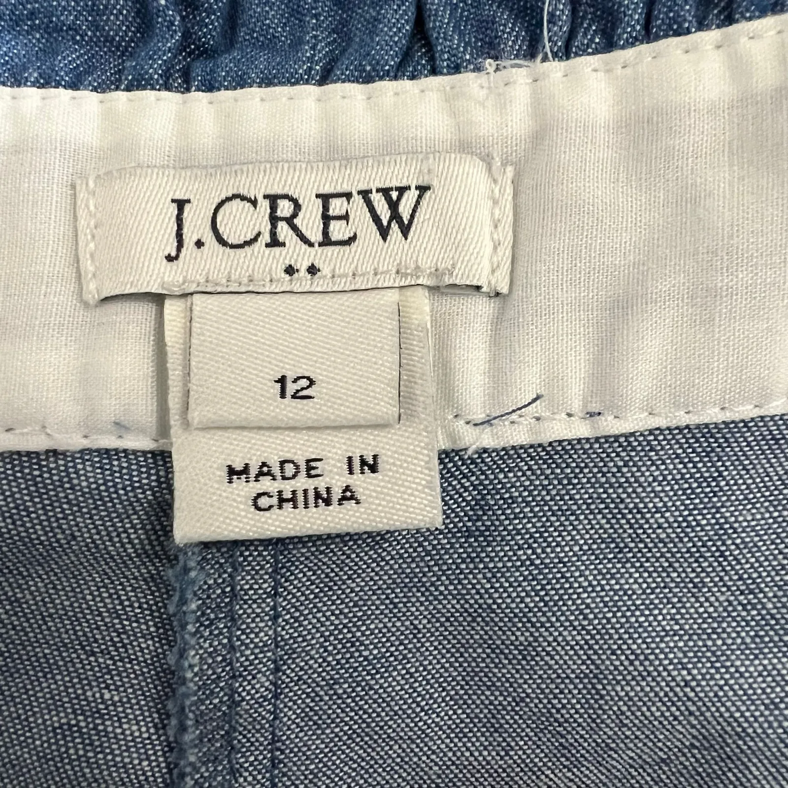J‎ Crew Blue Ruffle Chambray Denim Shorts Cotton Size 12 - Image 6