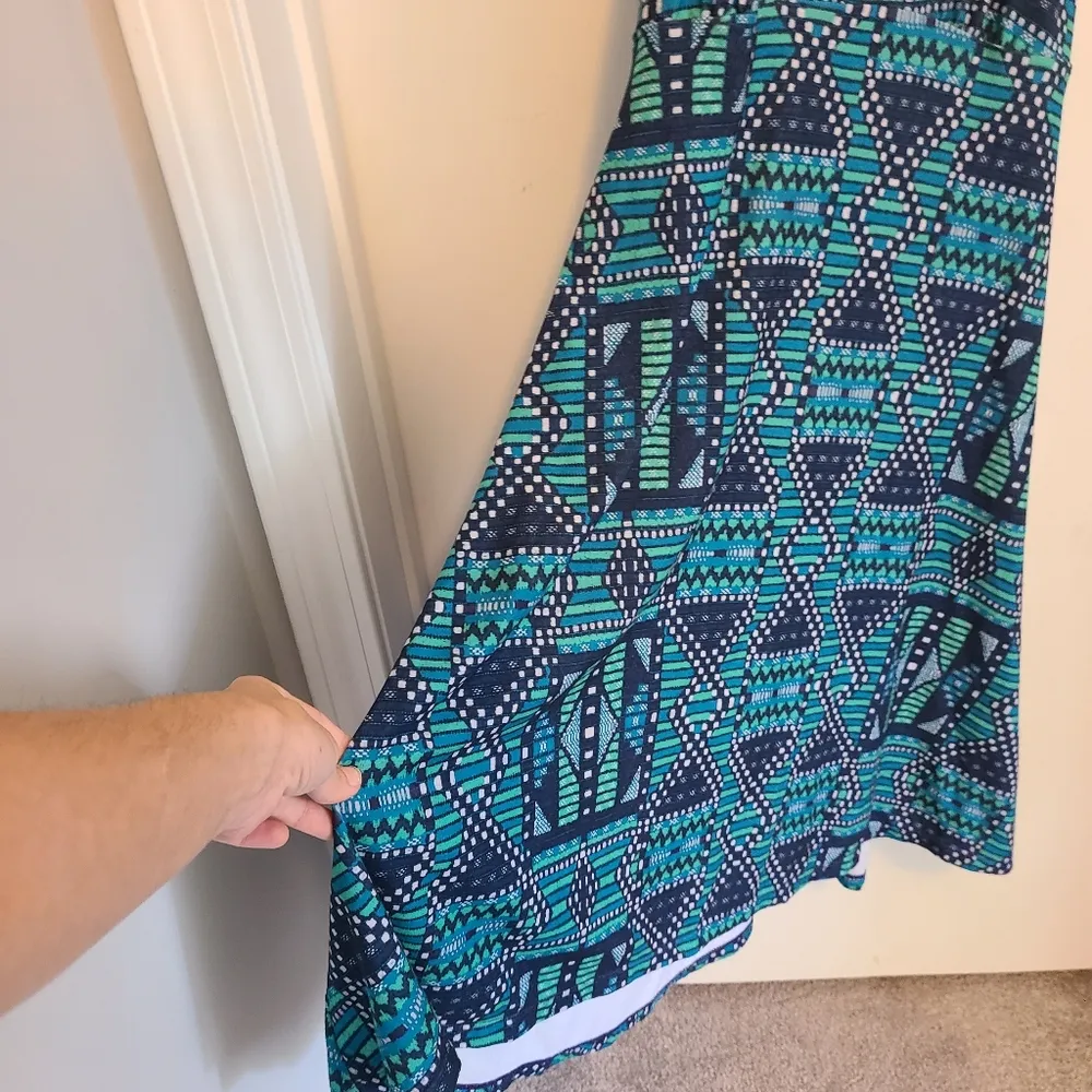 Prana Cali Aztec Geometric Tank Dress Sz XS Green Scoop Neck Racerback Stretch - Image 2