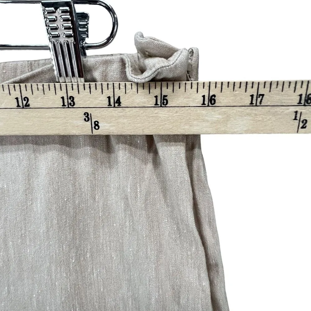 J Jill Linen Stretch Pants Women M Beige Crop Button Hem Coastal Resort Breezy Size M - Image 7