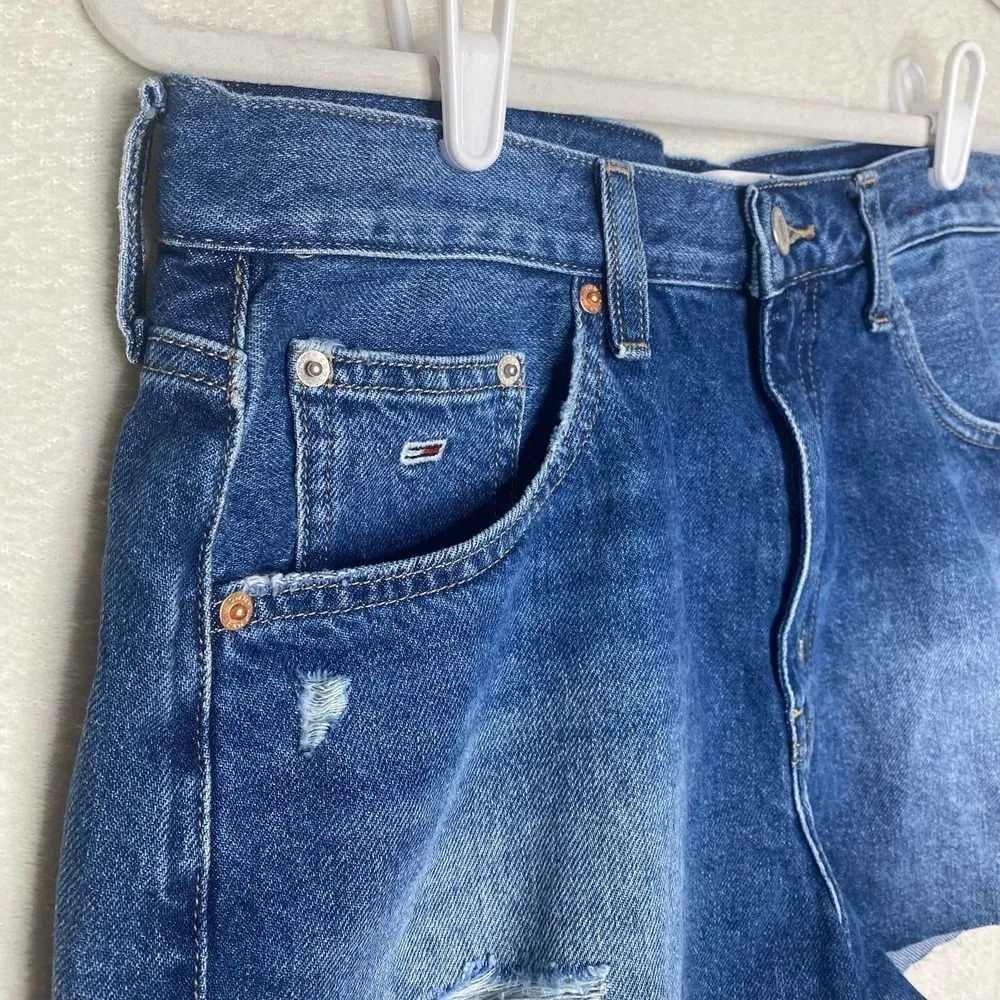 Tommy Jeans Hotpant Frayed Denim Jean Shorts Size 32 Tommy Hilfiger Blue New - Image 3
