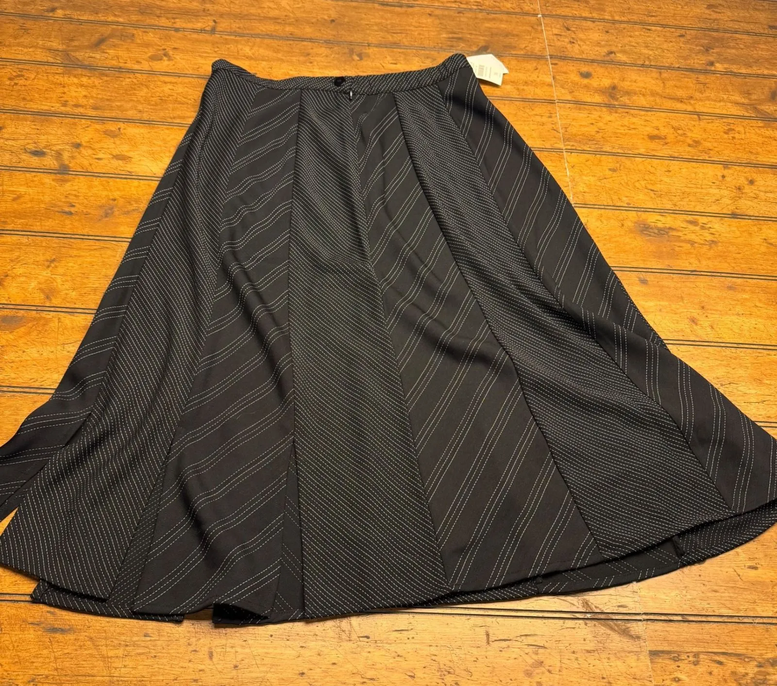 Coldwater Creek Womens Midi Skirt Black Paneled Striped Stitching Size M - Image 1