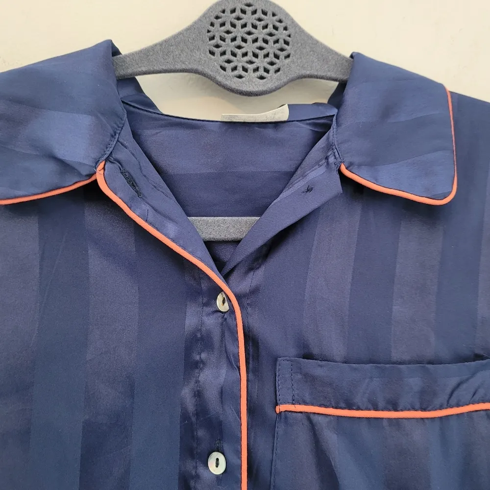 Intimately Free People Blue Satin Cropped Pajama Top - Image 2