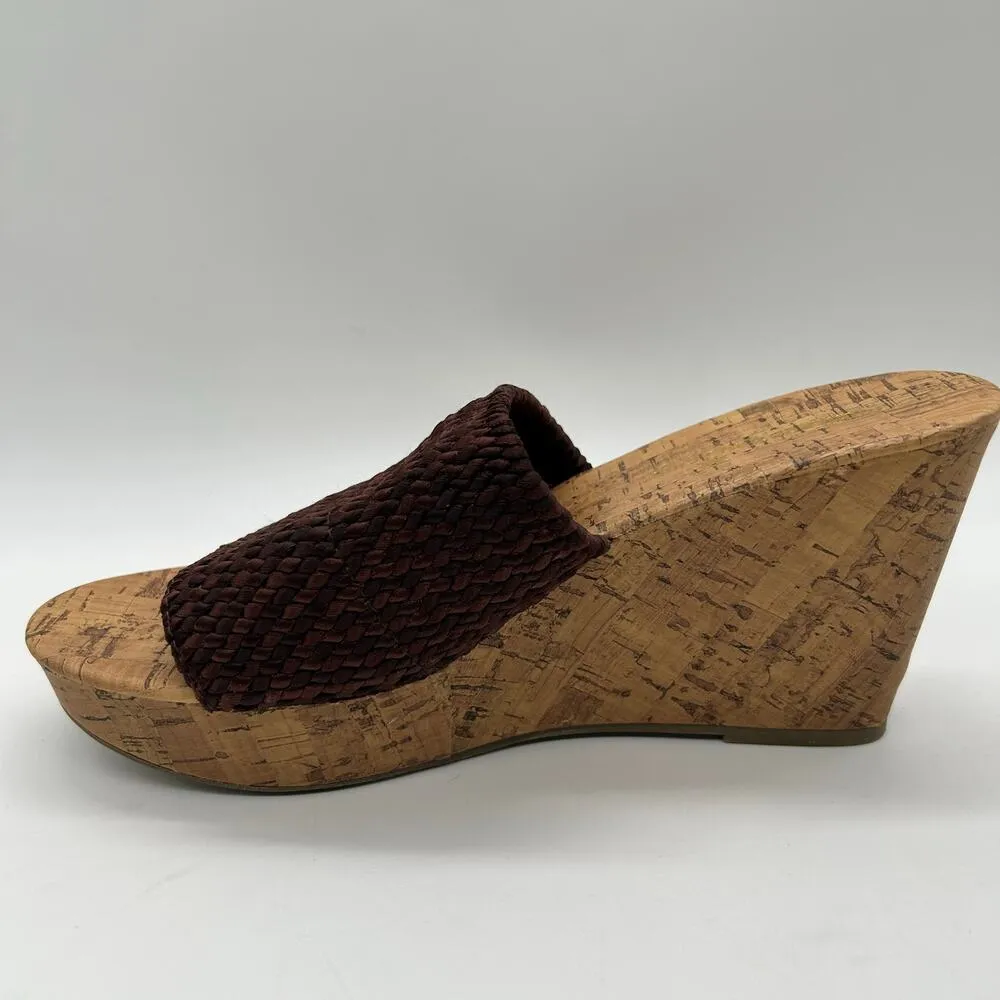 Montego Bay Club Sandals Womens 9.5 Brown Open Toe Wedge‎ Woven Sandal - Image 4
