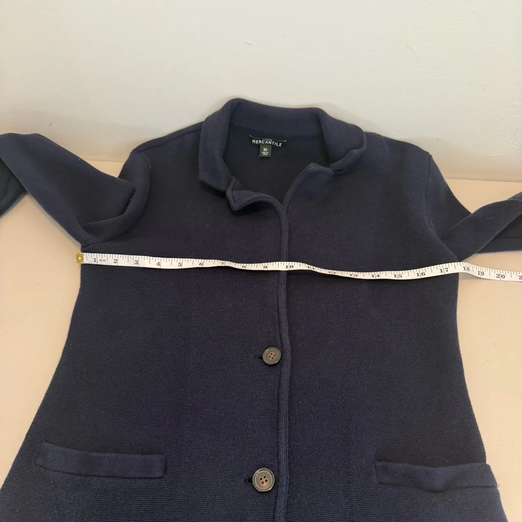 J.CREW MERCANTILE navy Cotton Knit Blazer Jacket XS Cardigan Blue - Image 6