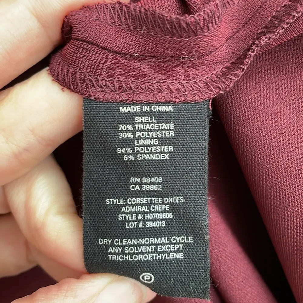 THEORY Corset Tee Dress Admiral Crepe Short Sleeve Darting Dark Currant Size 8 - Image 10