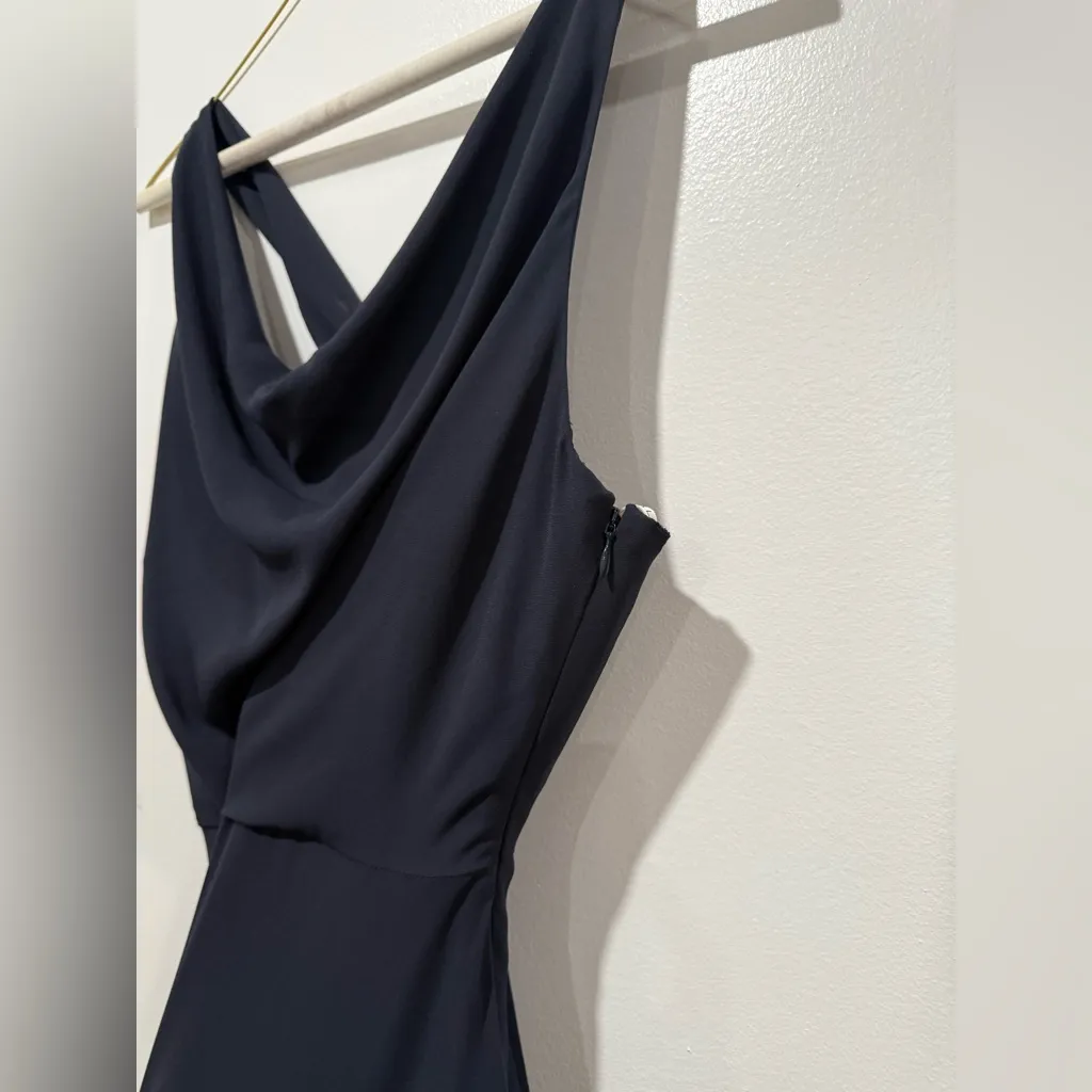 Halston Heritage Maxi Dress Crepe Evening Gown Draped Cowl‎ Neck - Image 6