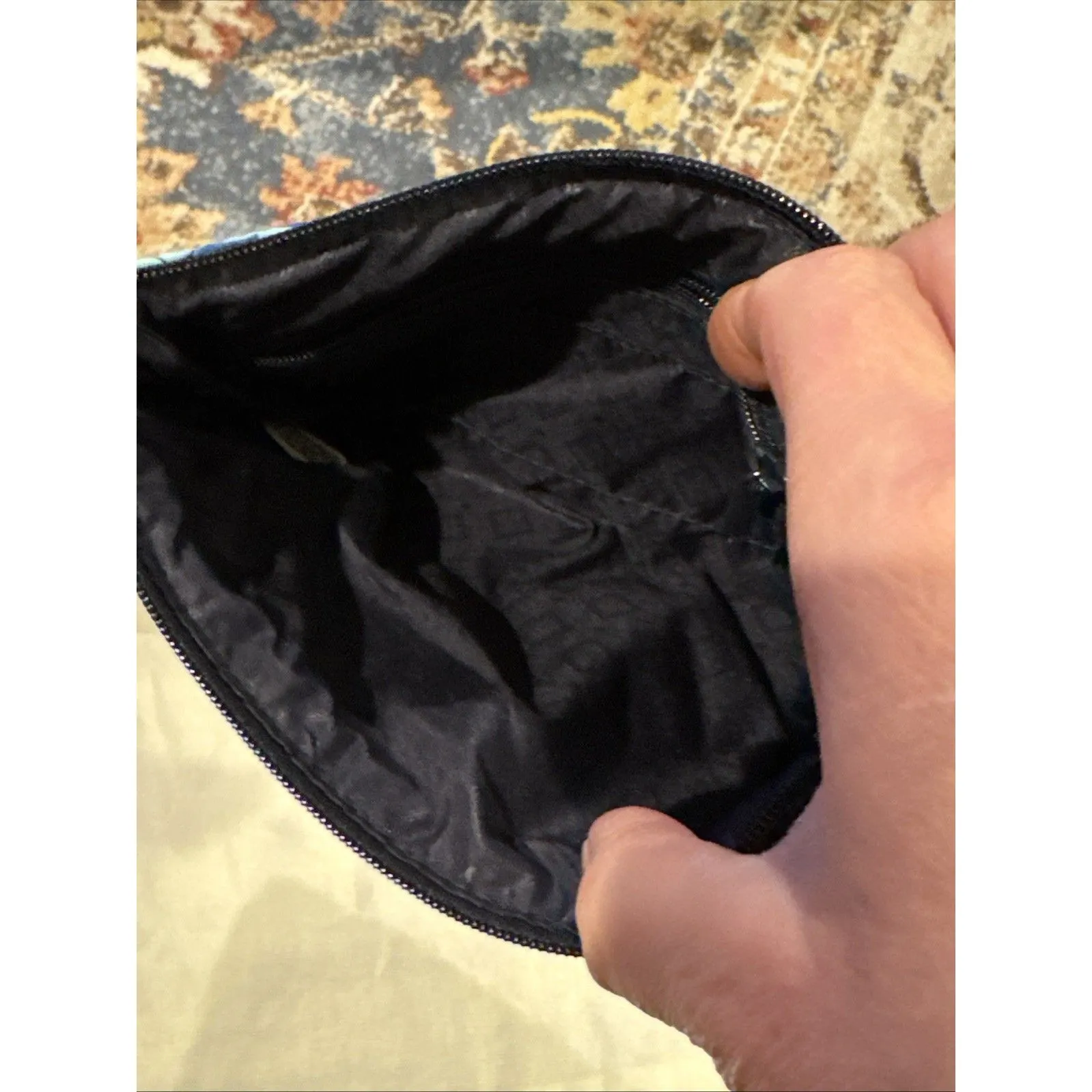 Vera Bradley Escapade Wristlet in Lotus Flower Swirl Zip Top Blue Zip Pocket New - Image 4