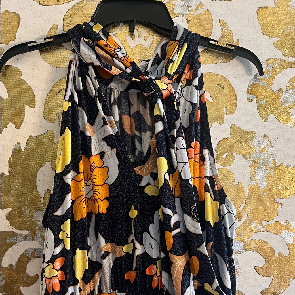 Lane Bryant Size 14/16 Blue Floral Butterfly High Neck Maxi Dress - Image 6