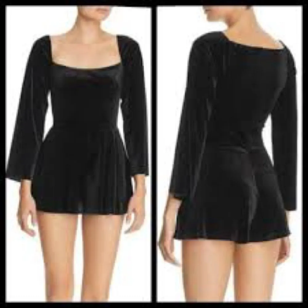 BLOOMINGDALES AQUA M Long-Sleeved Black Velvet Romper - Image 3