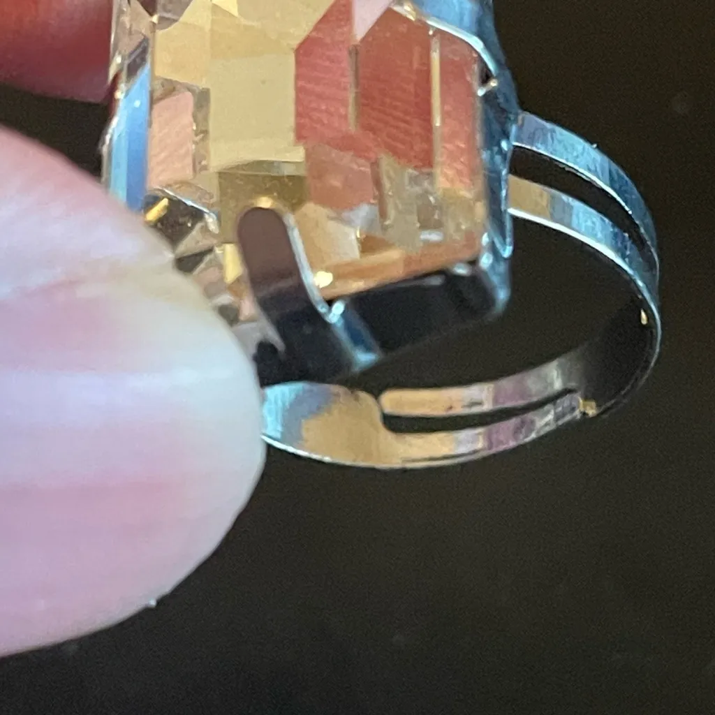 Adjustable clear crystal silver plated ring - Image 6