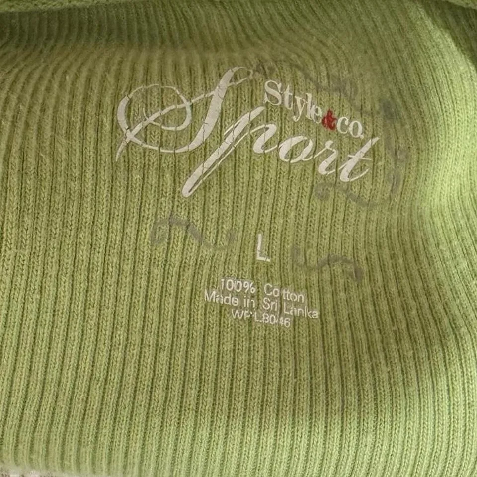 Green Y2K Closet Staple Long Sleeve T Shirt Henley Style And Co Basic Size Large - Image 4