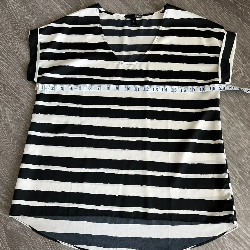 Aqua Womens Small Striped Top Black and White - Image 5