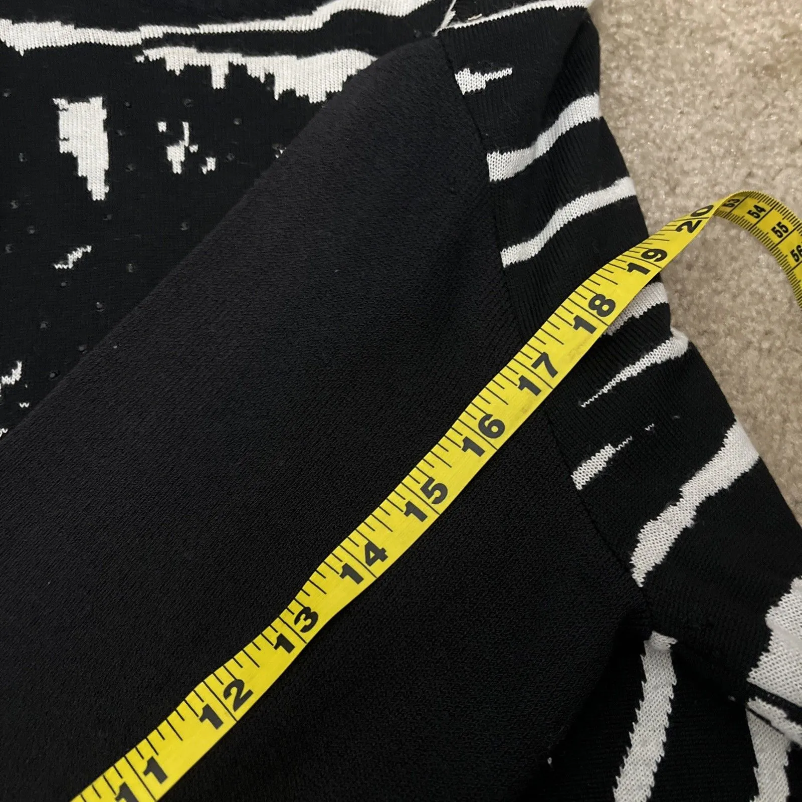 St John Marie Black Zebra Sweater SP Vintage White Zip Neck Long Sleeve Zoo - Image 12