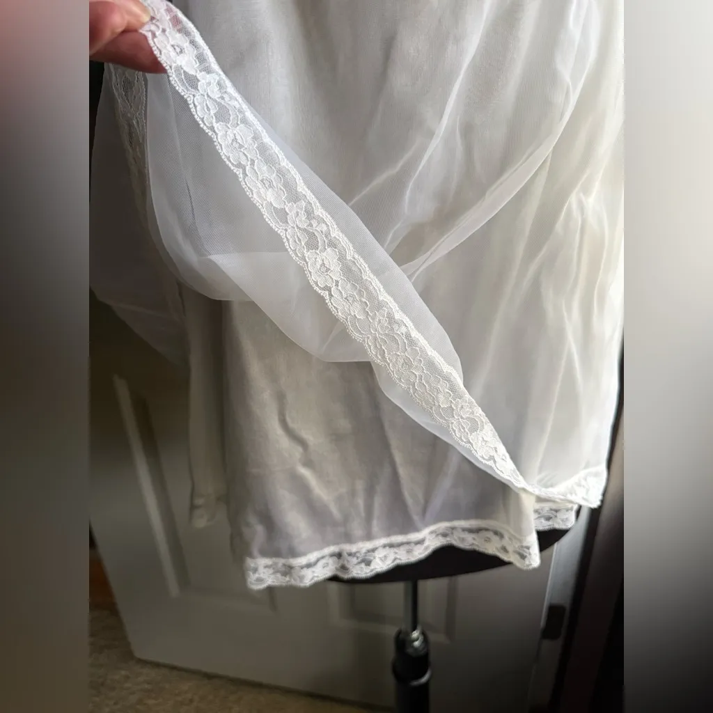 Vintage Vandemere layered sheer lace night gown slip dress, size small White - Image 8