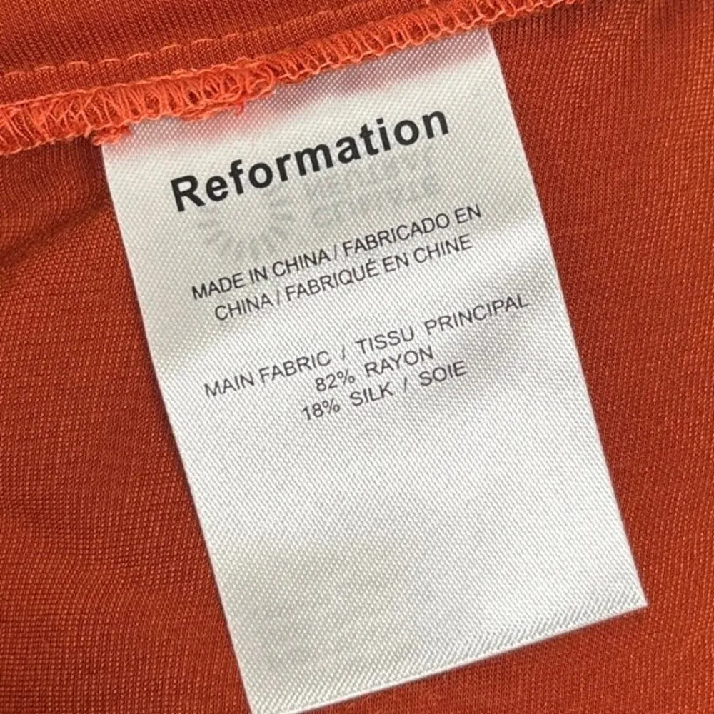 Reformation Women's Orange Velour Velvet Twist Front Strapless Tube Top Size 2 - Image 7