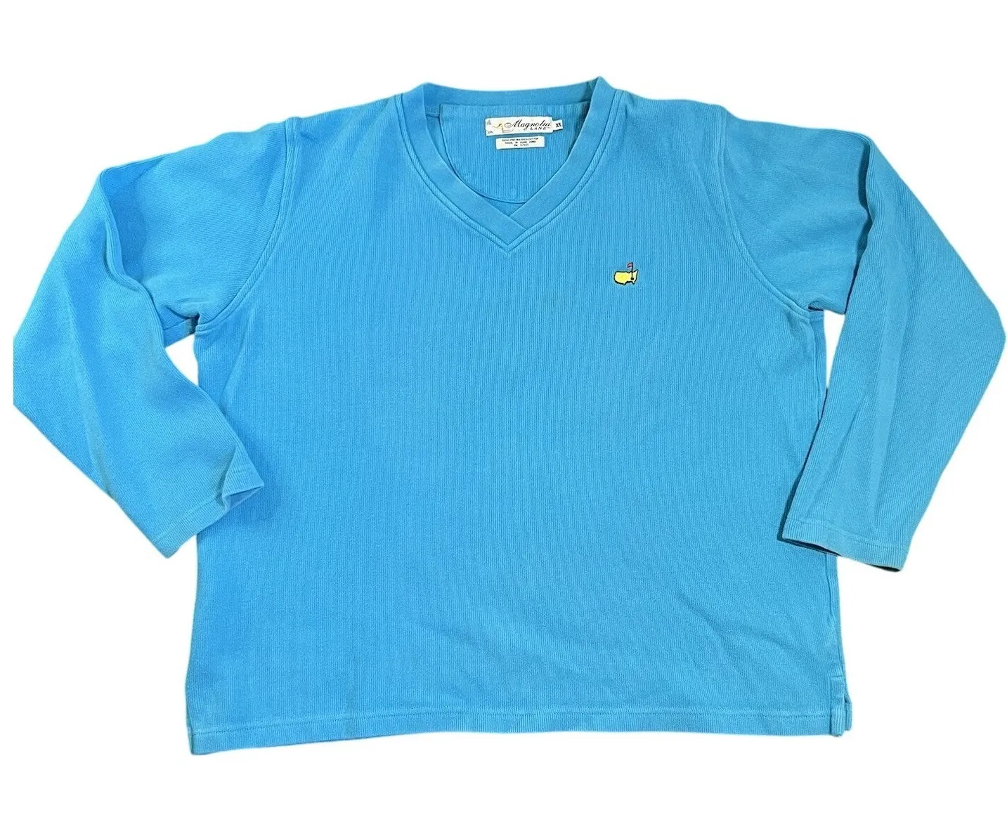 Vintage Masters Gold Sweater Womens XL Long Slv Turquoise Blue Augusta Pullover - Image 1