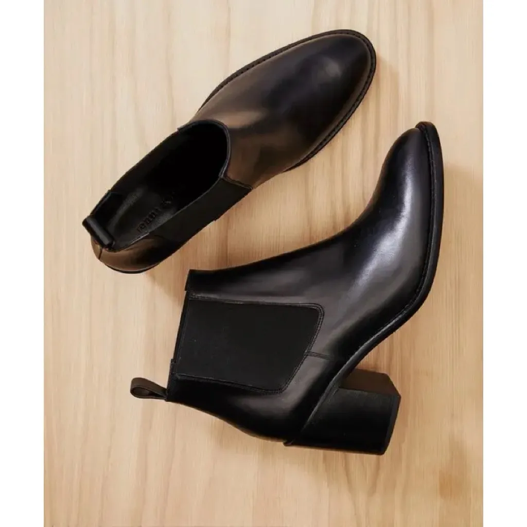 Jenni Kayne • Leather Heeled Chelsea boot ankle bootie black Nappa stacked 41 Size 10 - Image 13