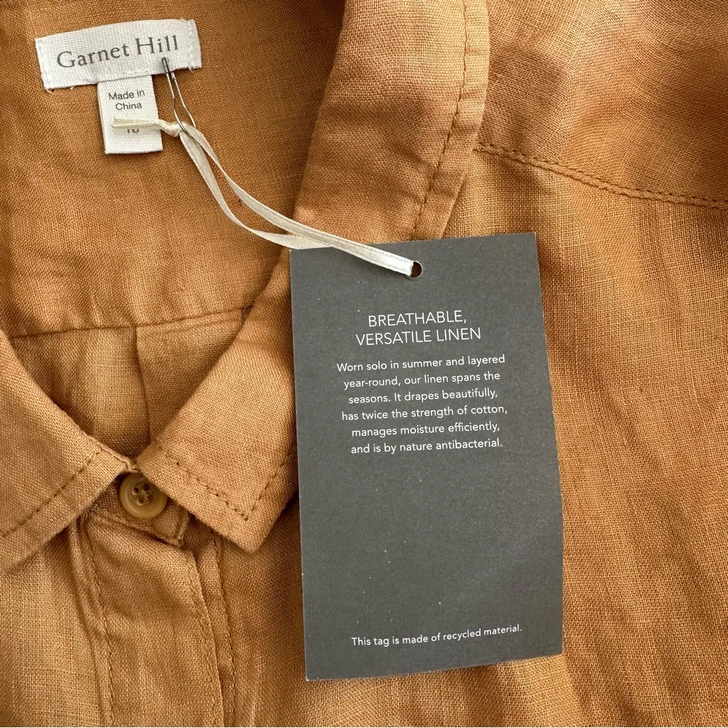 NEW! Garnet Hill Easy Linen Button Up Shirt Size 16 - Image 5