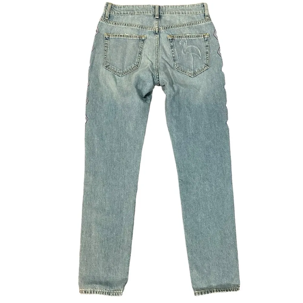 Revolve Sandrine Rose Skinny Boyfriend Bombay Size 24 Embroidered Distressed New - Image 9