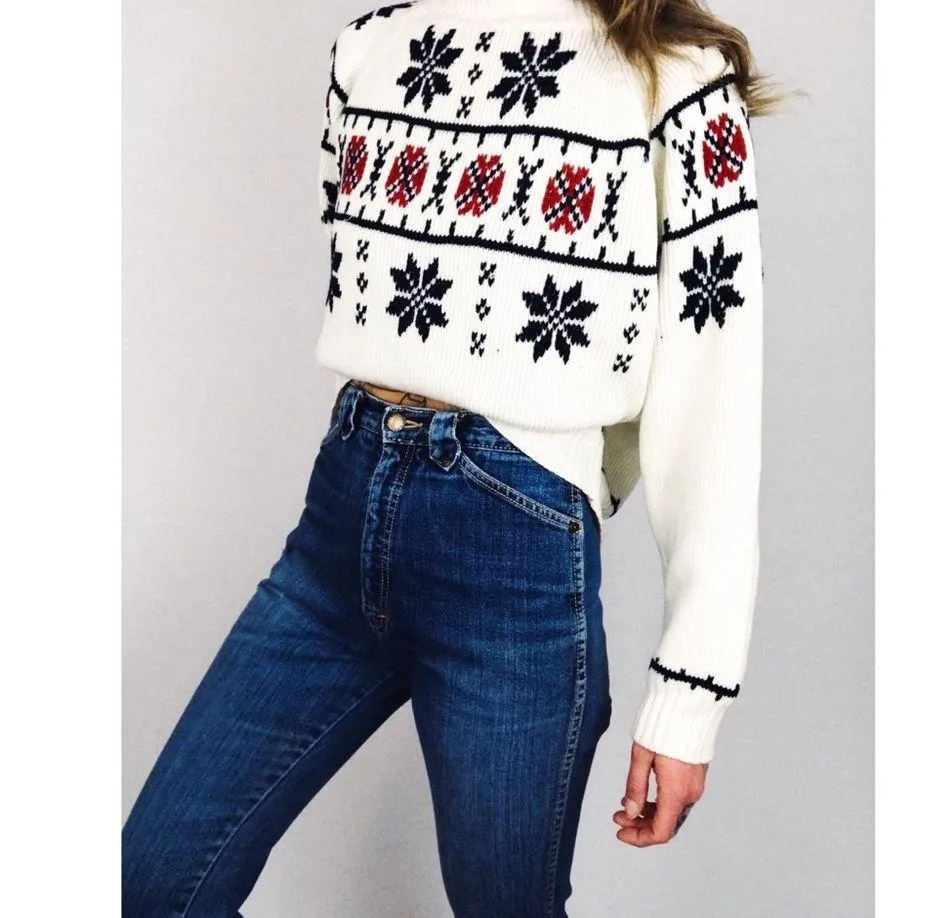 Vintage Fair Isle Crewneck Sweater | Size M White Size M - Image 5