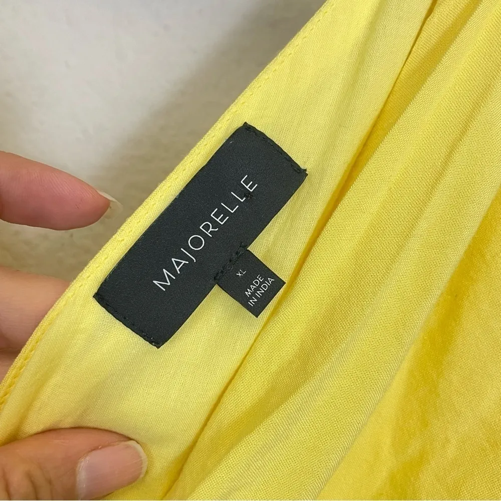 Revolve Majorelle Canary Yellow Ruffle Hem Slip Knee Length SunDress‎ Size XL - Image 4