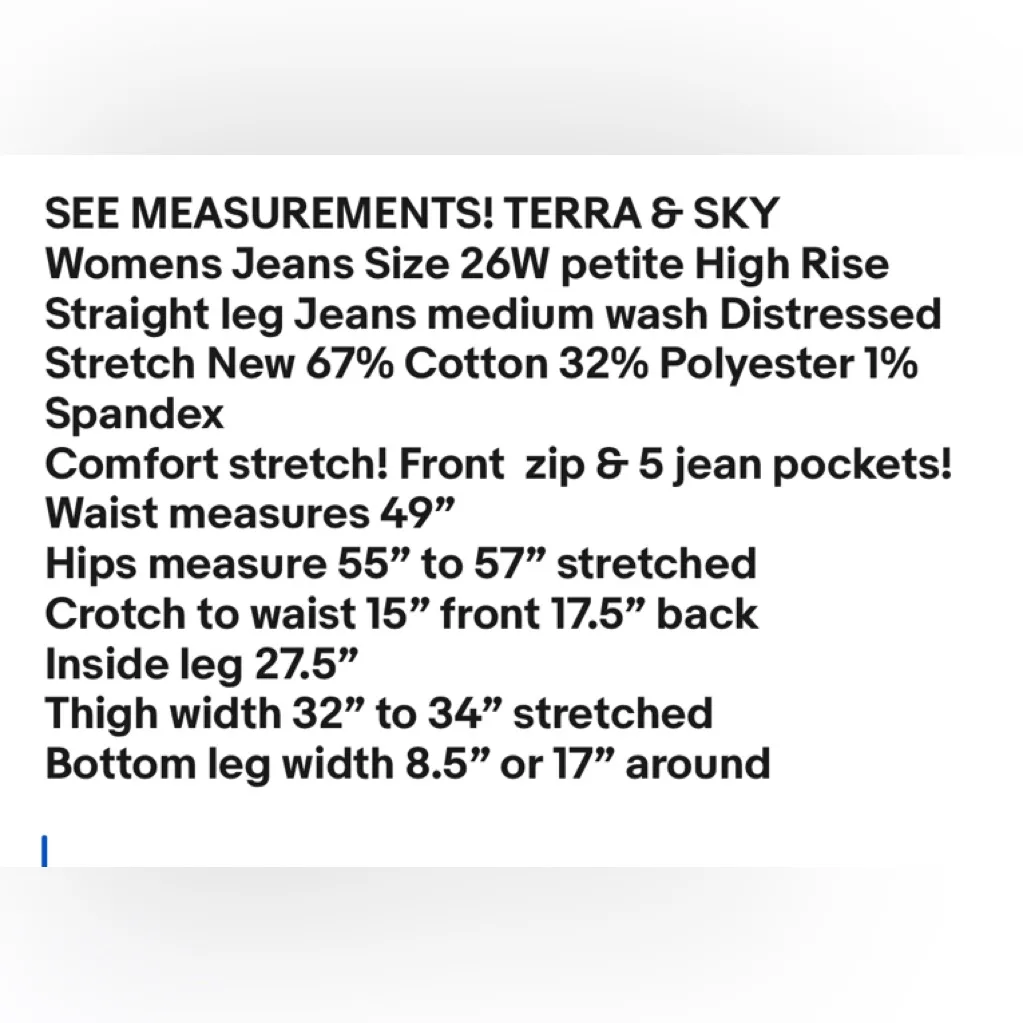 TERRA & SKY Womens Jeans Size 26W Petite High Rise Straight Leg Med Wash New - Image 8
