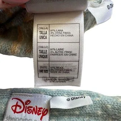 Tinkerbell Knit Striped Scarf Beanie Winter Hat Blue Beige - Image 7