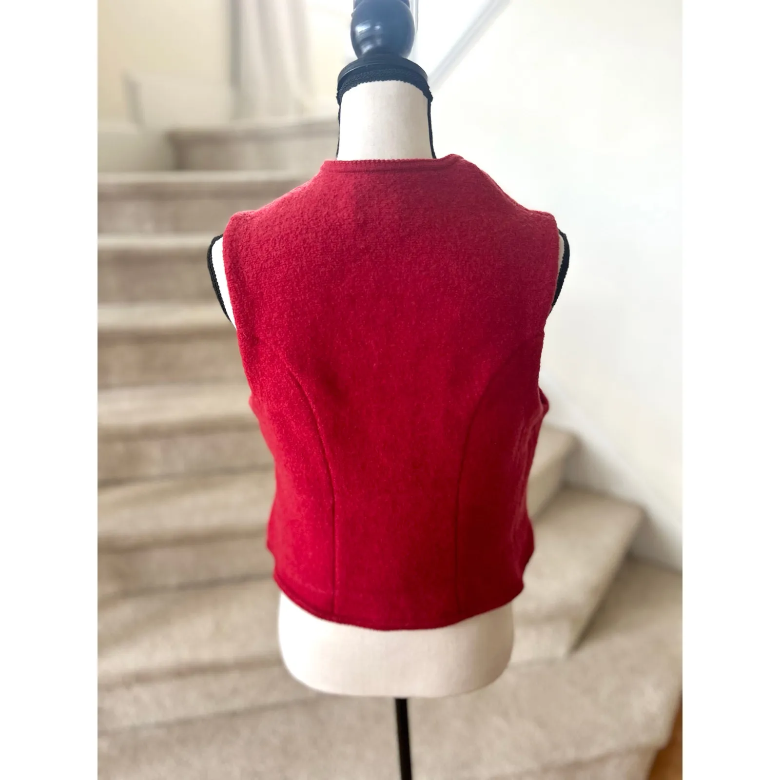 Geiger Red Boiled Wool Button Front Sleeveless Traditional German Vest Size M - Image 4