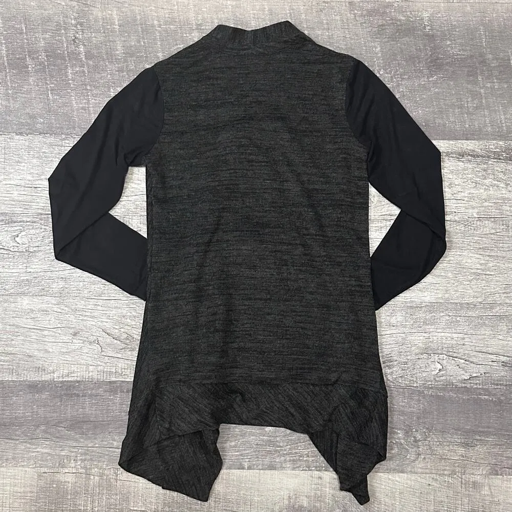 LOGO Lori Goldstein Zip Front Asymmetrical Knit Cardigan Womens XS / S Lagenlook - Image 4