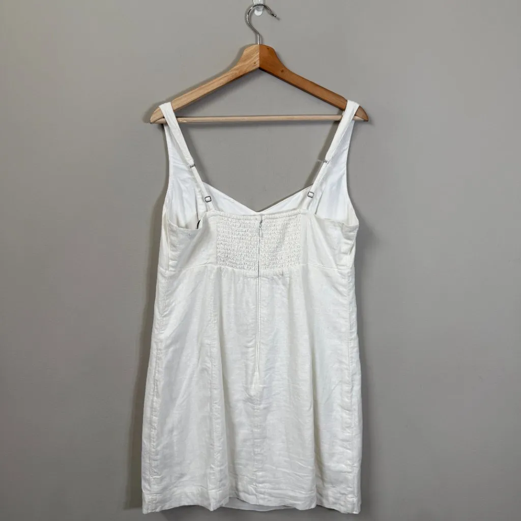 Abercrombie & Fitch Linen Corset Smocked Mini Dress Women's Large White Party - Image 4
