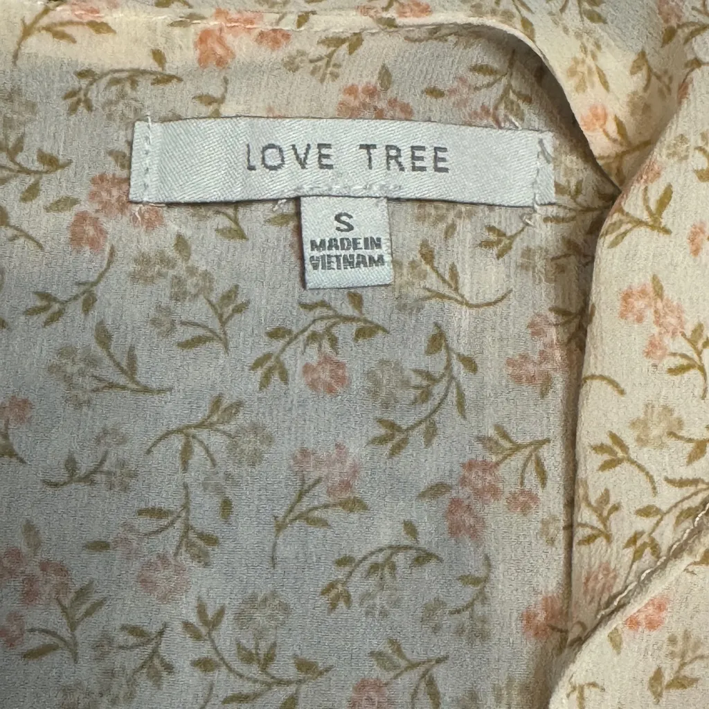 LOVE TREE Flowy Floral‎ Midi Dress Women’s Small Feminine Puff Sleeve Light Pink - Image 8