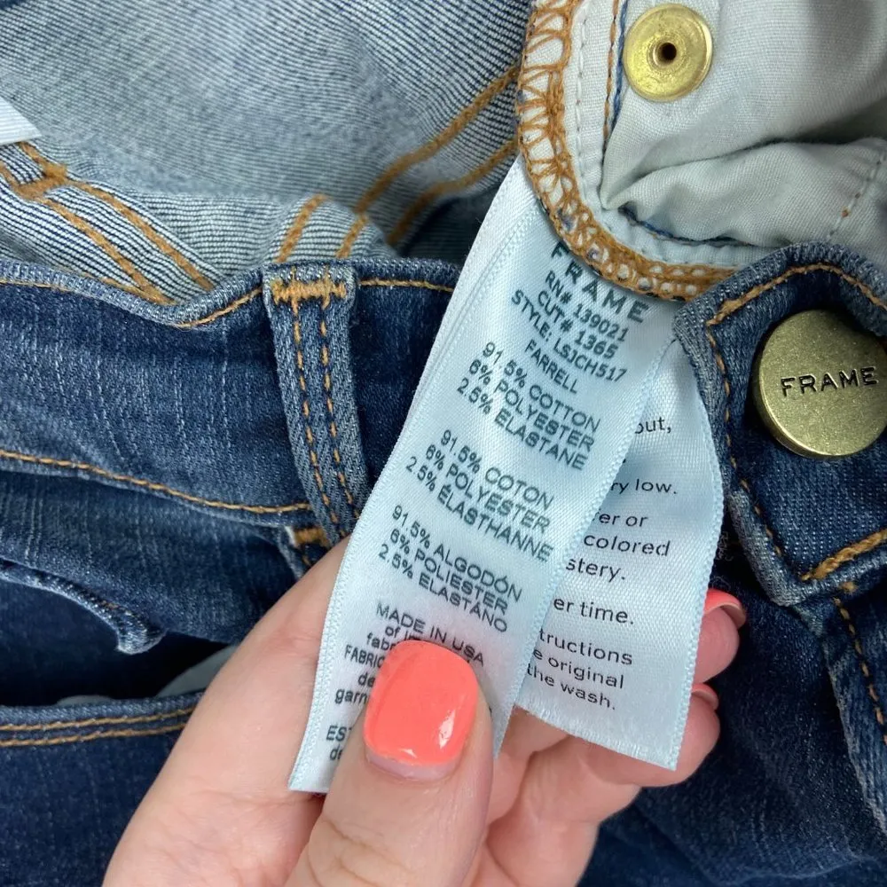 Frame Denim Le Skinny De Jeanne Cascade Hem Farrel Wash Raw Hem Size 26 EUC - Image 14