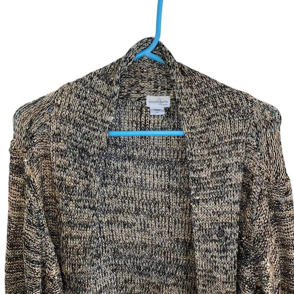 Vintage jaclyn smith plus size black Gold Sequin cardigan Fall Holiday Christmas - Image 2