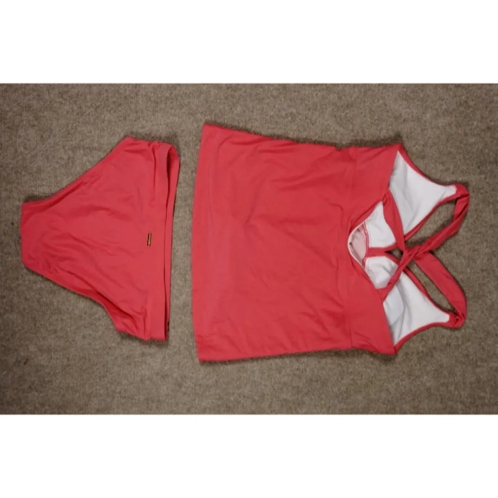 Alex Marie Coral Tankini Top US Large with Matching Bottoms US Small Swimwear - Image 4