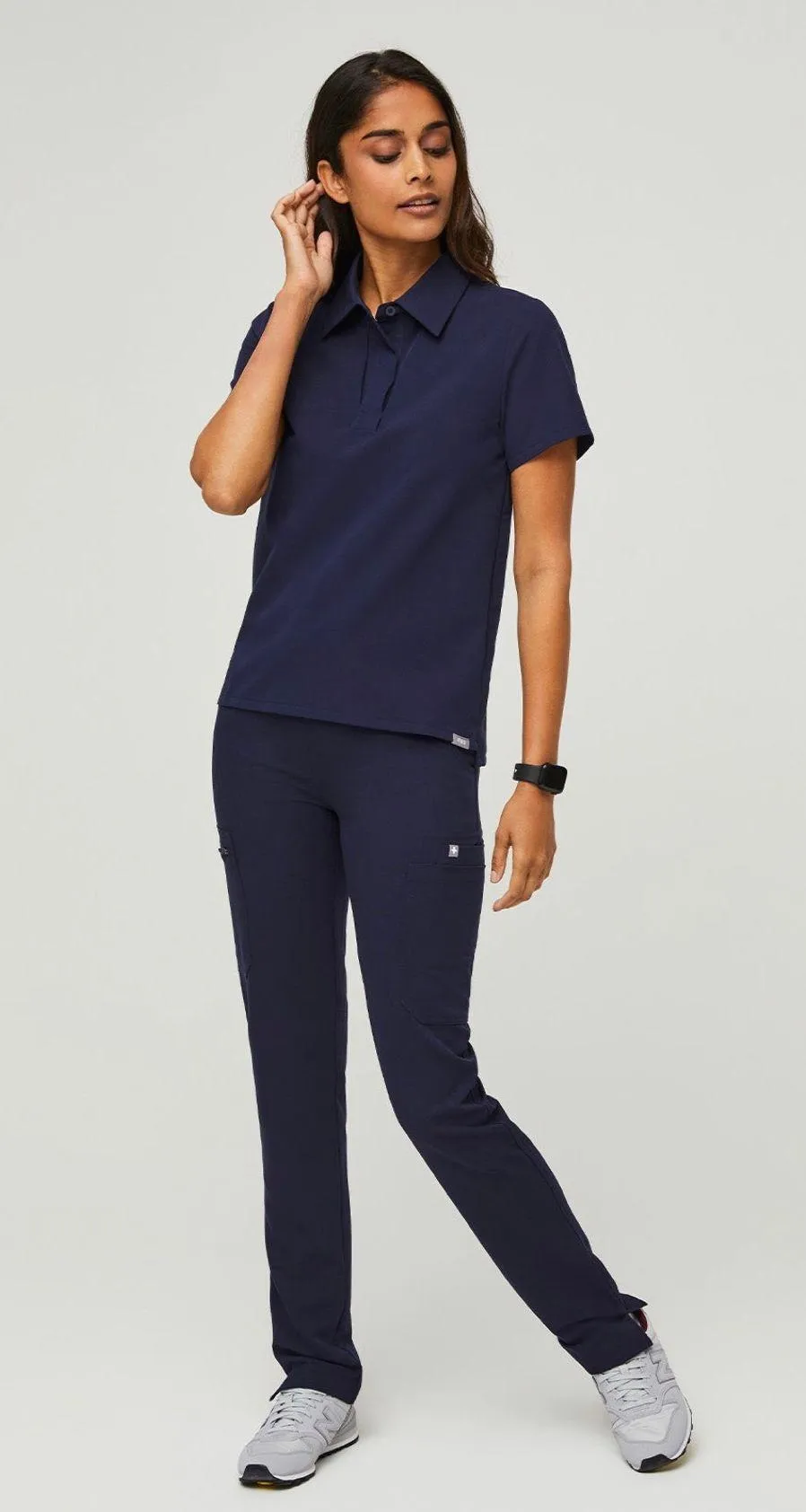 Navy Polo Scrub Shirt - Image 2