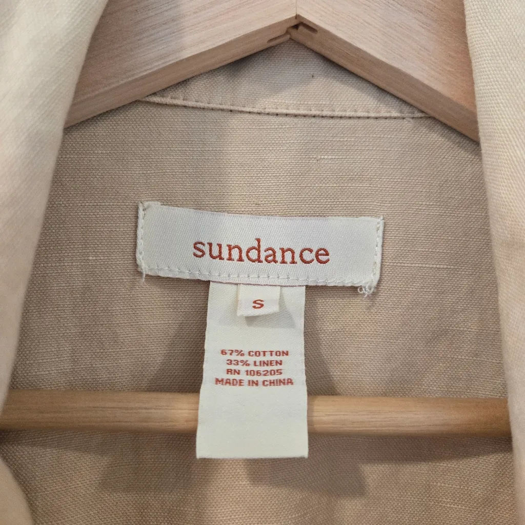 Sundance Every Angle Linen Blend Jacket Womens small Tan Lightweight Button Up - Image 3