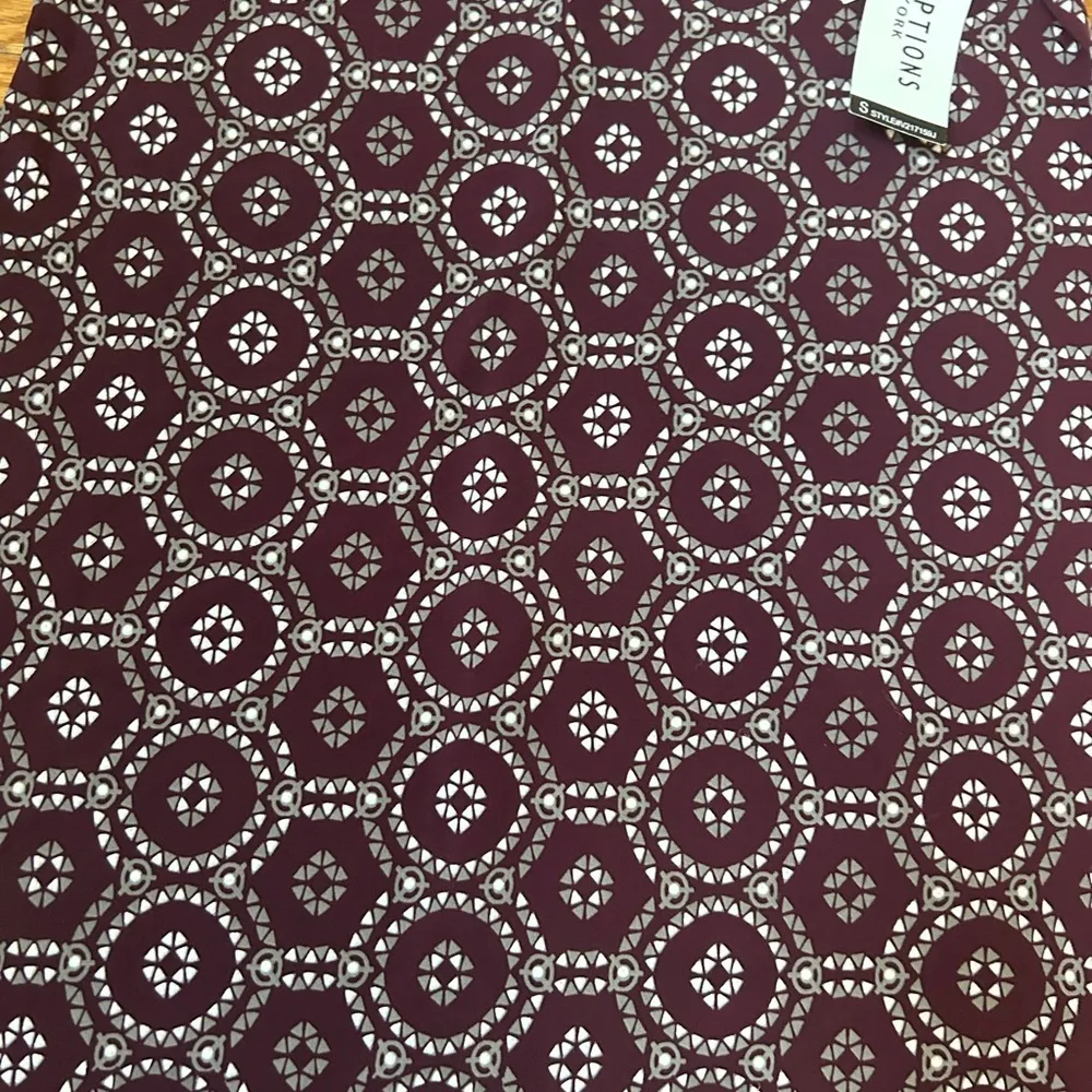 NWT Perceptions New York Women's Burgundy Patterned Dress size S - Image 5