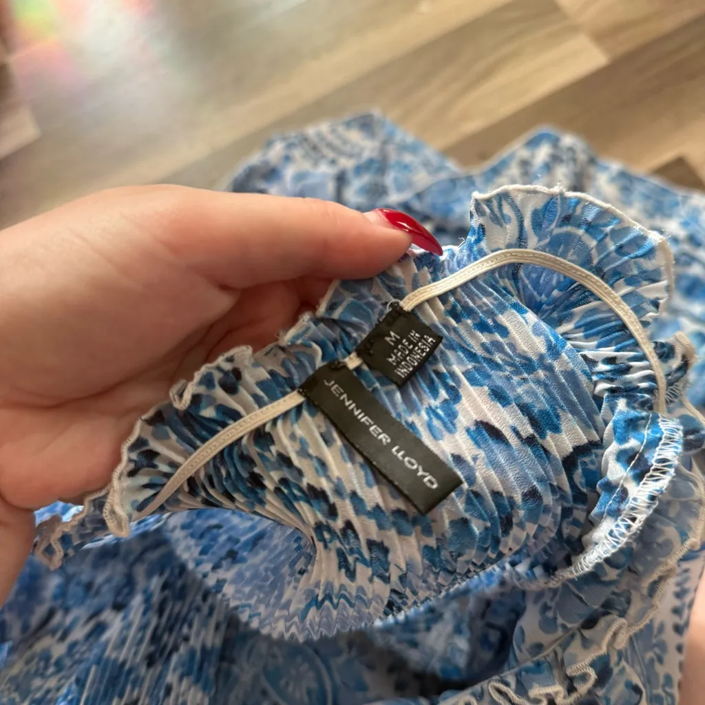 Blue Patterned Women's mini dress Size M - Image 4