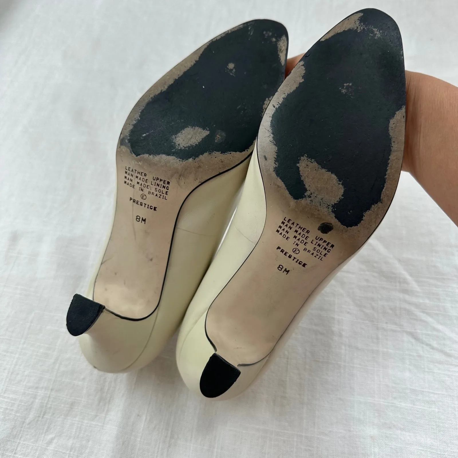 Nine West Vintage Ivory Leather Pointed Toe‎ Heel Pumps Classic Shoes 90s - Image 11