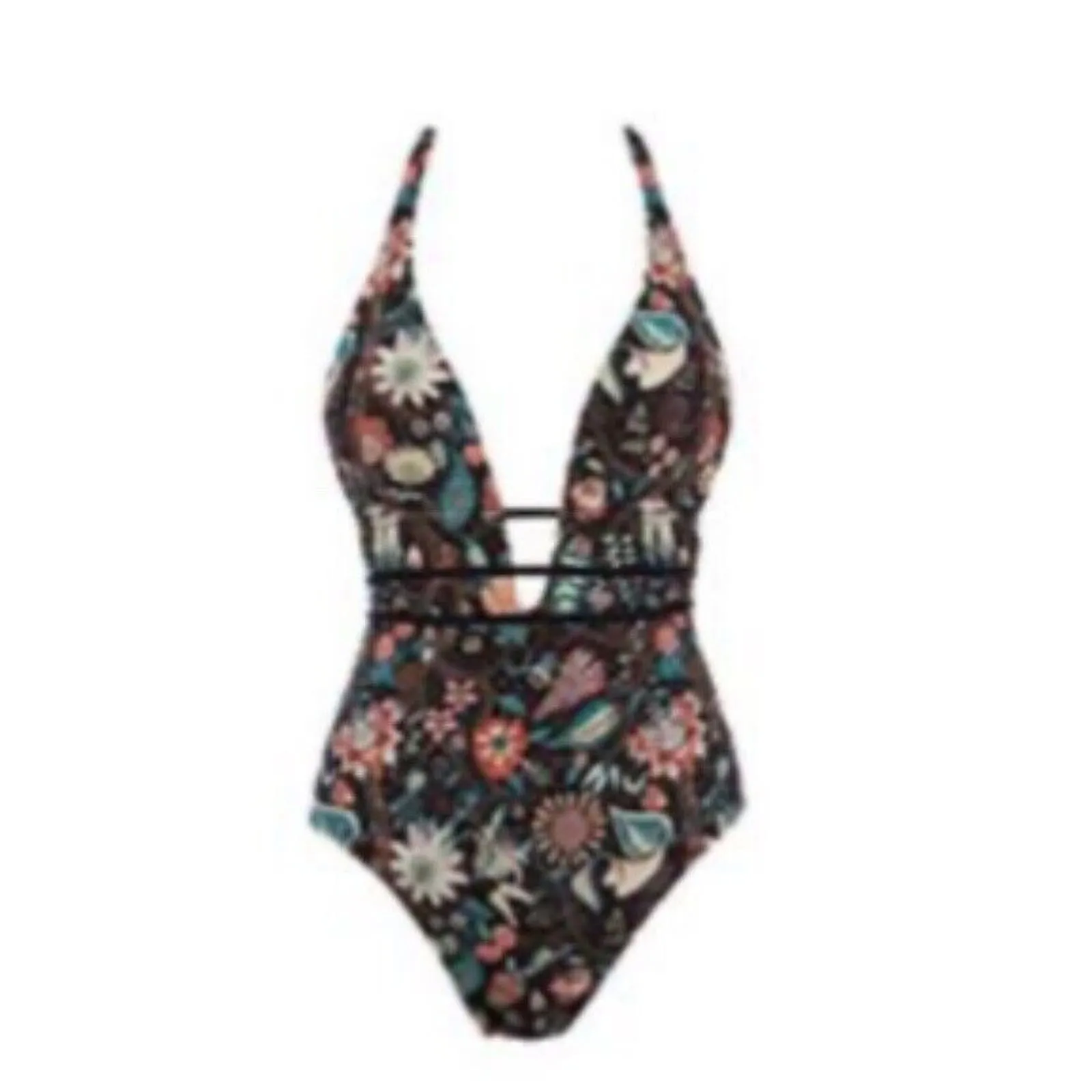 LSPACE Liberty Floracopa Pamela One Piece Swimsuit‎ Size 6 Floral Plunge Halter - Image 2