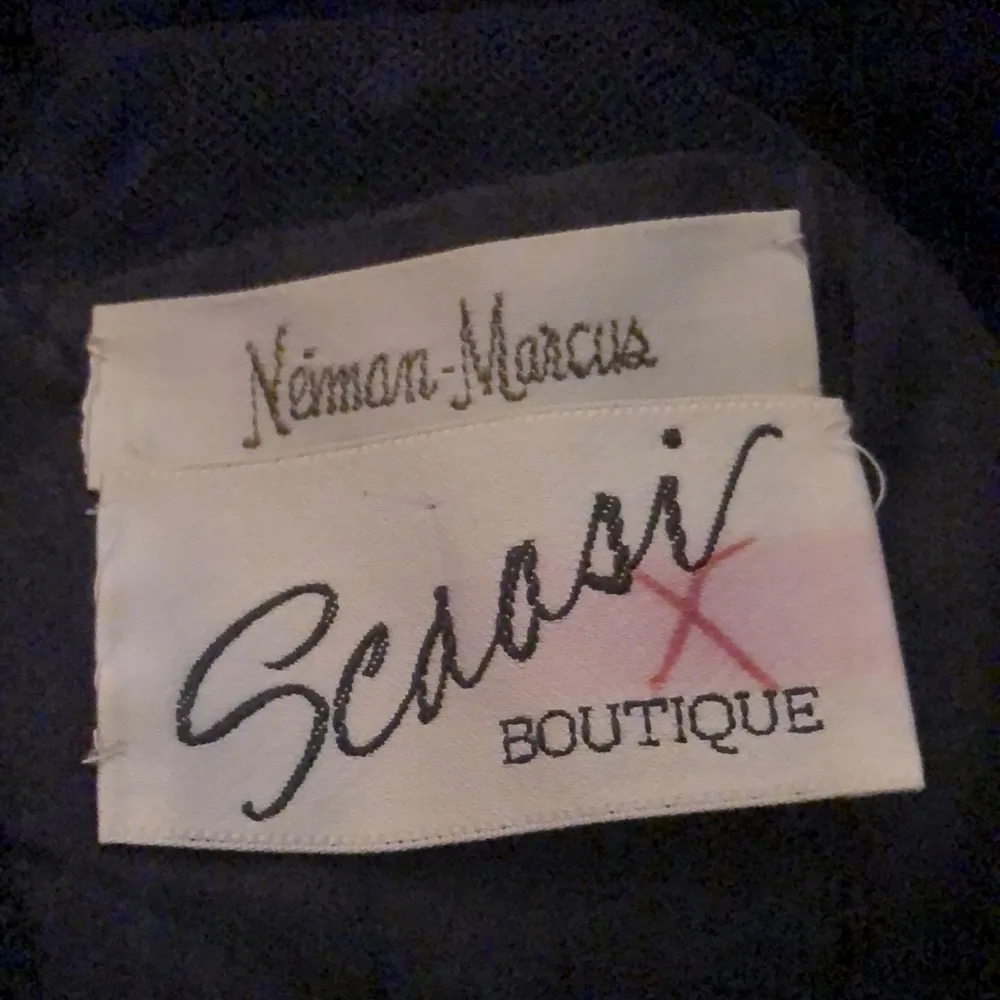 Vintage Neiman Marcus Scassi Boutique Navy Sheer Polka Dot Tulle Party Dress S-M - Image 5